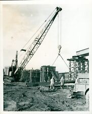 1945 US 333rd Engineers rebuild bridges at Mainz Germany 4x5 Photo #6 crane picture