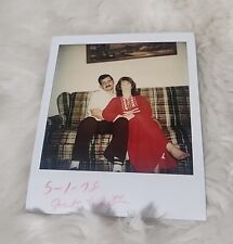 Vtg Polaroid Couple On Couch Original Random Found Old Photograph Snapshot Photo picture