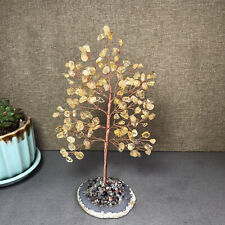 Natural beautiful crystal hand woven tree home decoration Yellow crystal 180mm picture