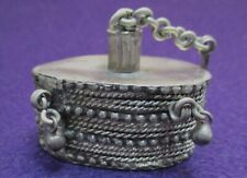 Beautiful Antique Bedouin Silver Kohl Container Box w/ Stopper & Applicator # 3 picture