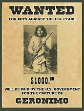 1886 GERONIMO PHOTO 8.5X11 WANTED POSTER APACHE CHIEF NATIVE INDIAN REPRINT picture