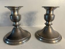 Leonard Pewter Candlesticks, Vintage Weighted Candle Holders Made in Bolivia picture