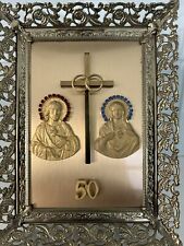 50th Wedding Anniversary, Unique RelegiousBrass frame with semi precious stones. picture