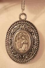 Vintage Swirl Rimmed Etch Detailed St. Rita of Cascia Medal Pendant Necklace picture