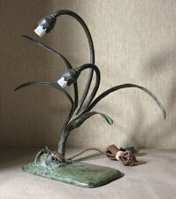 Antique Bronze Sculpture 2 Lily Shade Electric Lamp Base Beetle tiffany handel picture