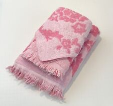 Vtg Cannon Bath Towel Set Pink Cotton Retro NWOT 3 Pieces USA (G) READ picture