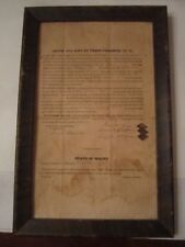 ANTIQUE 1837 LEGAL CONTRACT DOCUMENT IN MAINE - FRAMED 15
