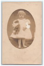 c1907 Weintrob Studio Child Girl Teddy Bear Virginia Beach RPPC Photo Postcard picture