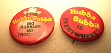 2 1980s Vintage Hubba Bubba Chewing Bubble Gum Promo Buttons Pin NOS NEW picture