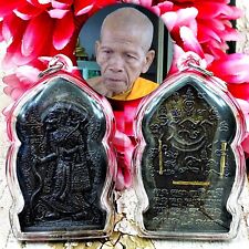 Large Lersri Walking Hermit Healing Fortune Lucky Lp Goy Black Thai Amulet #8889 picture