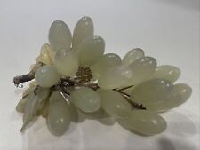 Vintage Jade Stone Green Grape Cluster with Stone  leaves. 7” Long picture
