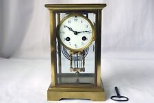 Antique 1800s JAPY FRERES French Victorian Brass & Glass Crystal Regulator Clock picture