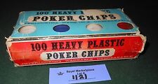 Vintage Crisloid 100  Interlocking Heavy Plastic Poker Chips Red White Blue picture