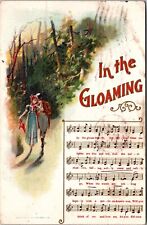 Antique Postcard Romantic Scene Music Song Lyrics In the Gloaming Rose 1908 JB27 picture