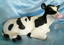 Vintage1995resin Holstein black and white indoor/outdoor Cow figurine Statue 12