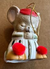 Vintage Jasco Taiwan L'il Chimer Porcelain Christmas Mouse Bell Ornament picture