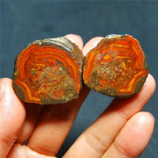 RARE 1 pair 41.2g Natural  rough Warring States Red Agate Crystal Healing 5709+ picture