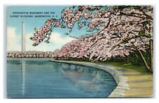 Postcard Washington Monument and the Cherry Blossoms, DC 1975 H25 picture