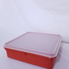 Vintage Tupperware Snack Keeper Square Clear Lid 514-4 Made USA 9x9x2.5 Paprika picture