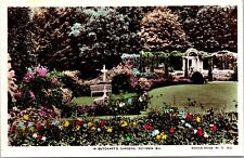 In Butchart's Gardens Victoria BC Canada Hand Color Vintage Postcard picture