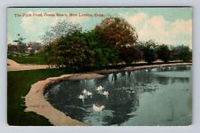 New London CT-Connecticut, The Duck Pond, Ocean Beach, Antique Vintage Postcard picture
