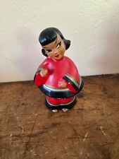 Vintage Kreiss & Co Asian figurine retro mid century red black ceramic picture