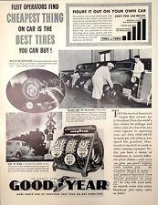 1937 Goodyear Tires Traction Mileage Men Inspecting Tire Tubes Vintage Print Ad picture