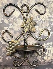 Vintage Metal Wall Sconce Candle Holder Grape & Leaf Design 8.75” picture