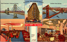 Vintage 1940s Hotel Shaw Lobby View San Francisco California CA Postcard picture