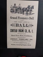 FORT BENTON MONTANA TERRITORY ADVERTISING 1880s Fire Engine Firemen's Ball  picture