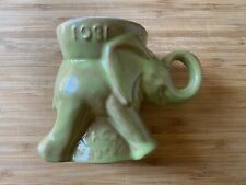 Vintage Frankoma GOP 1981 Reagan Bush Green Elephant Ceramic Mug Cup Political picture