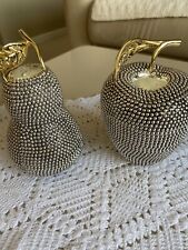 Godinger Silver Beaded Apple and Pear Candle Holders picture