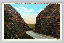 Towanda PA-Pennsylvania, Twin Cuts On US 6 Highway, Antique Vintage Postcard picture