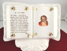 Jesus and Lord’s Prayer Our Father Book Bible Ceramic Vintage 6.5