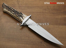 Handmade Loveless Style Big Bear Sub-Hilt Fighter Full Tang Knife Stag Antler picture