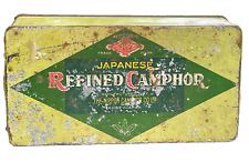 Vintage Advertising Tin Box Japanese Refined Nippon Camphor Japan Lidded Empty picture