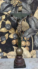 60cm Christ Crucifix Cross Golden Wood Painted 18th Century Patina Church High Era picture