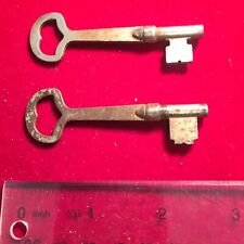 2 Vintage antique solid barreled (flat) skeleton keys picture