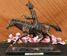 Frederic Remington Western Cowboy Horse Rodeo BRONZE Sculpture SIGND Artwork picture