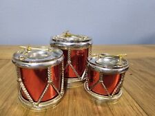 Set of 3 Vintage Godinger Silver Art Red Drum Candle Holders Preowned Christmas picture