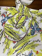 Vintage Handmade Half Apron Butterfly Printed with Unique Pockets Floral Tie On picture