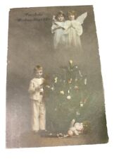 Army Postal Service 1918 Old Ak Postcard Christmas Child Tree Angel Toy picture
