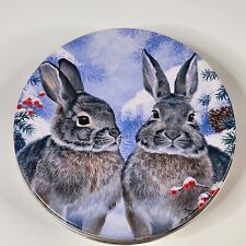 Vintage Style Winter Rabbit Holiday Treat Tin picture