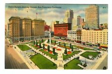 Vintage 1930s Union Square SAN FRANCISCO Linen Postcard Colourpicture picture