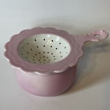 Vint Porcelain Tea Strainer/Bowl Jean Pouyat Limoges France Pink/White picture