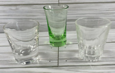Lot of 3 Shot Glasses Retro Clear & Green Colors Vintage picture