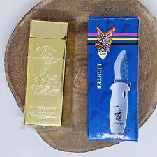SET OF 2 NEW OLD STOCK LIGHTERS/THE WORLD OVER 9999 GOLD BAR/ NIB KNIFE LIGHTER picture