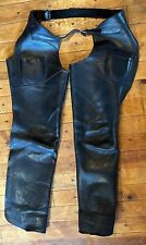 VINTAGE LANGLITZ ? COLUMBIA LEATHERS MOTORCYCLE CHAPS 36 X 32 NICE HEAVY BLACK picture
