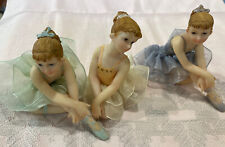 3 Poly Resin Seated Ballerina Dancer Girls picture