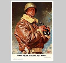 General George S Patton PHOTO Buy War Bonds Poster Army Recruiting World War 2 picture